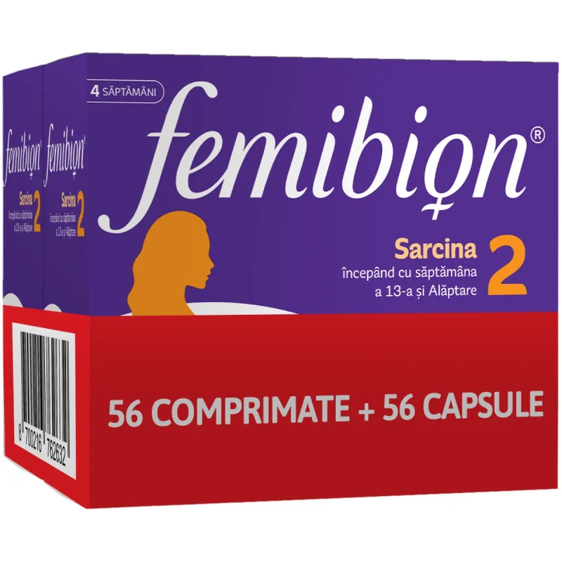 Pachet Femibion 2 Sarcina si Alaptare, 2x 28 comprimate + 28 capsule — preț și oferte