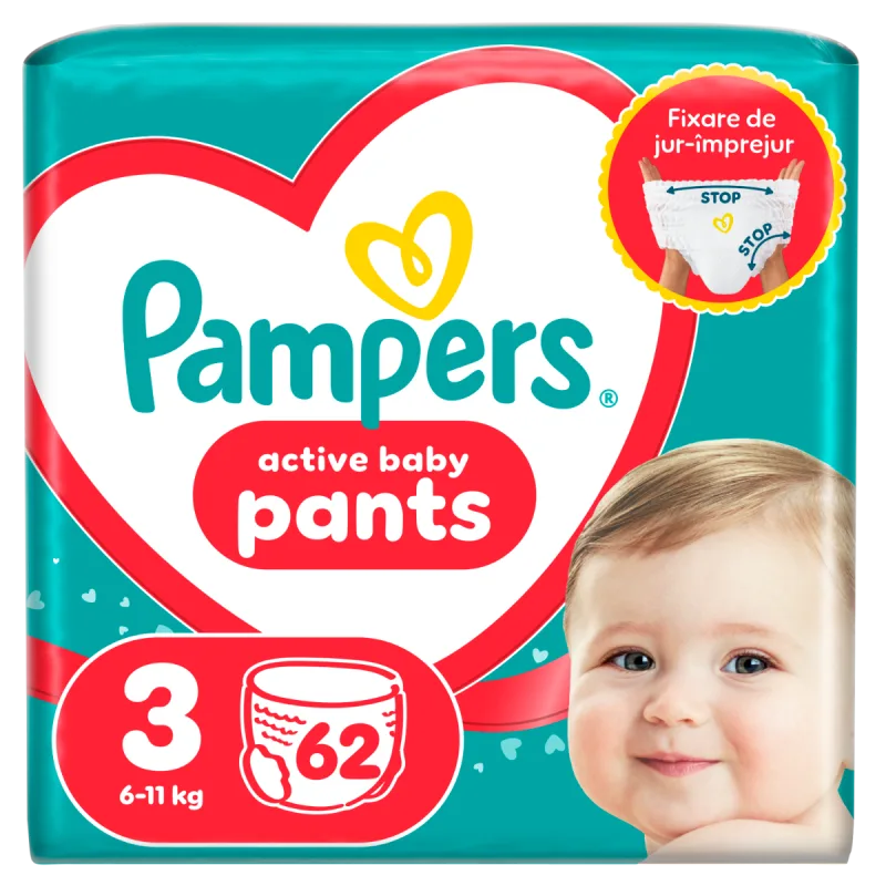 Scutece-chilotel Pants Marimea 3 pentru 6-11 kg, 62 bucati, Pampers — preț și oferte
