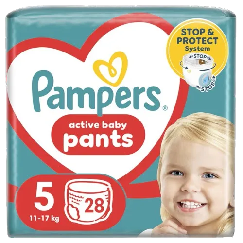 Scutece-chilotel Active Baby Pants Marimea 5  pentru 12-17kg, 28 bucati, Pampers — preț și oferte