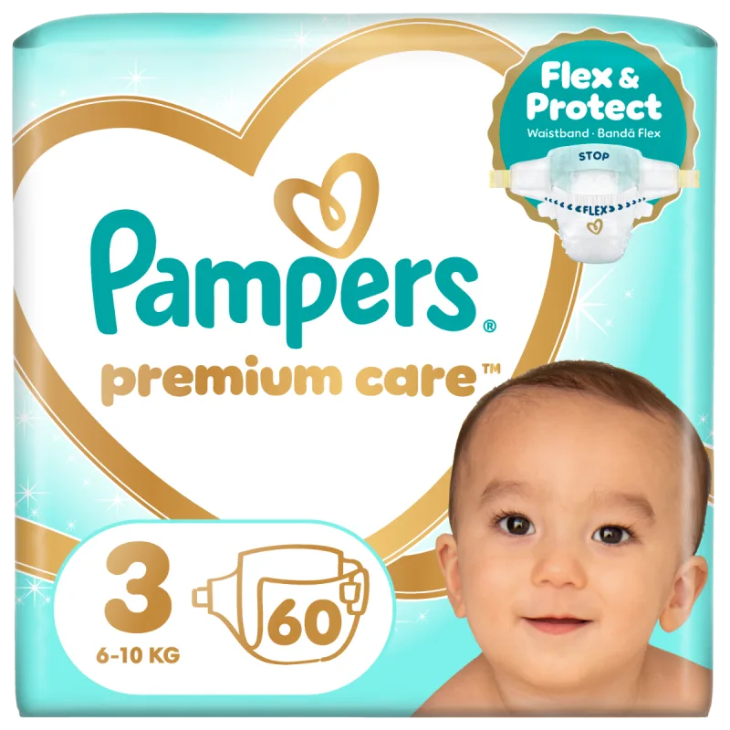 Scutece Premium Care Nr.3 6-10kg, 60 bucati, Pampers — preț și oferte