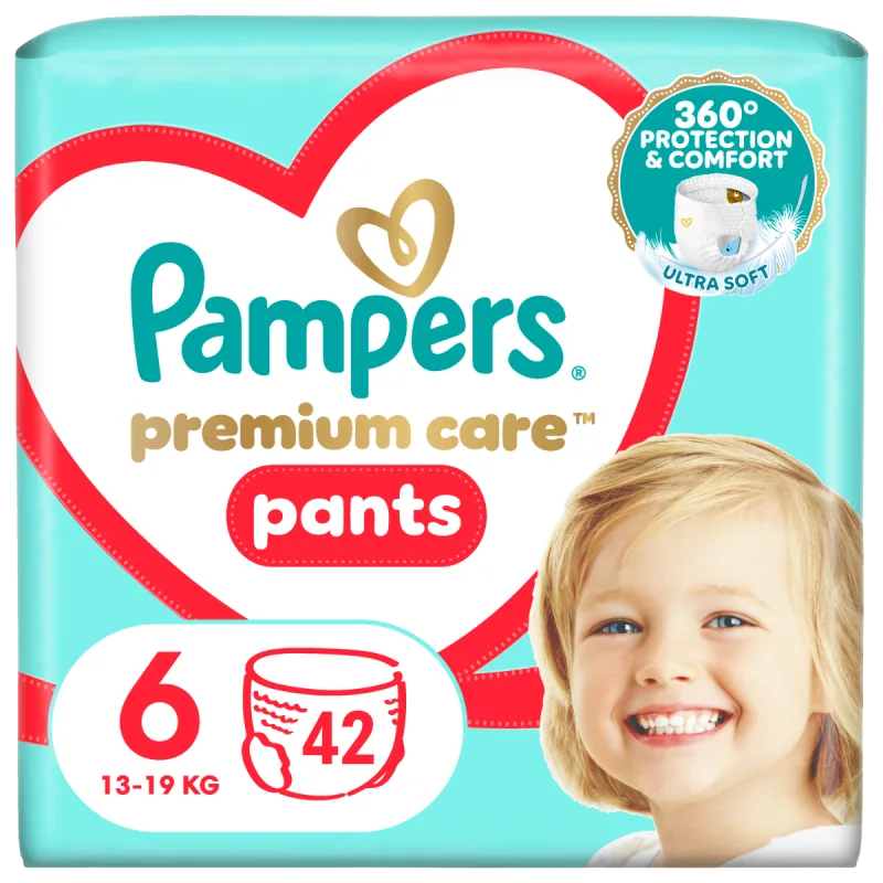 Scutece Premium Care Pants Nr.6 pentru 13-19 kg, 42 bucati, Pampers — preț și oferte
