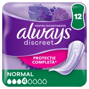 Absorbante pentru incontinenta urinara Discreet Normal, 12 bucati, Always