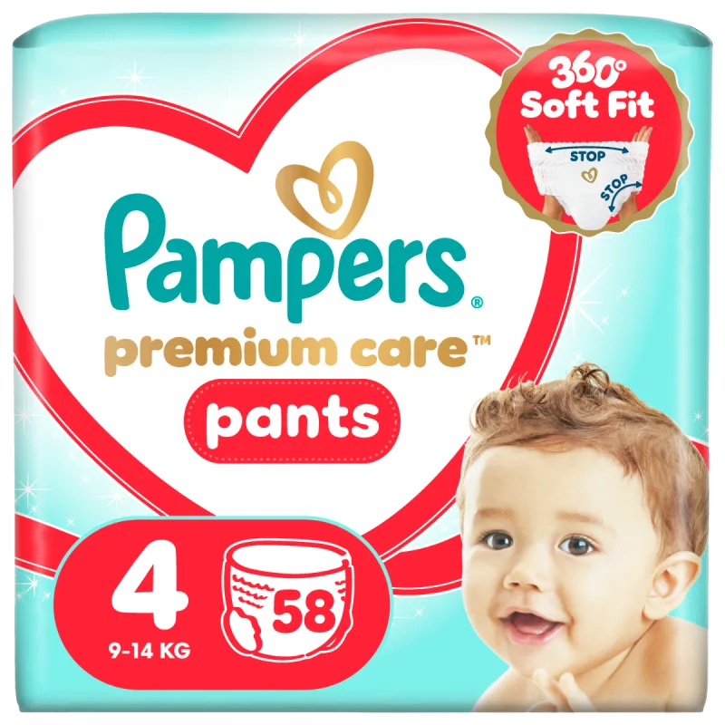 Scutece-Chilotel Premium Care Marimea 4 9kg-15kg,  58 buc, Pampers — preț și oferte