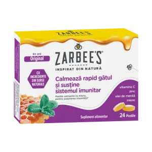 Pastile calmante cu miere pentru sustinerea imunitatii, 24 pastile, Zarbee's