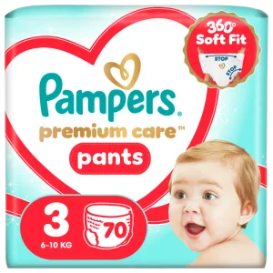 Scutece chilotel Premium Care Pants Mega Box Marimea 3 6-11 kg, 70 bucati, Pampers