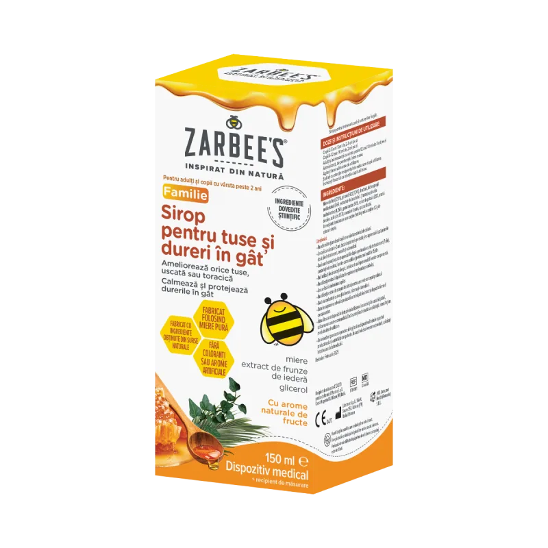 Sirop pentru tuse si dureri in gat, 150ml, Zarbee's — preț și oferte
