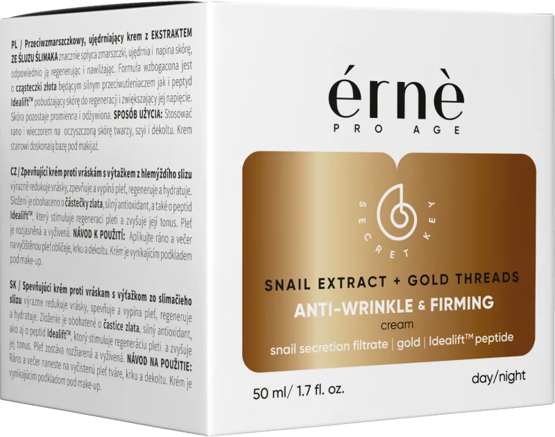Crema tonifianta zi/noapte de fata antirid cu Mucus de melc si particule aur 24K, 50ml, Erne — preț și oferte