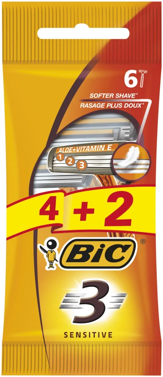 Pachet Aparat de ras 3 Sensitive, 6 bucati, BIC — preț și oferte