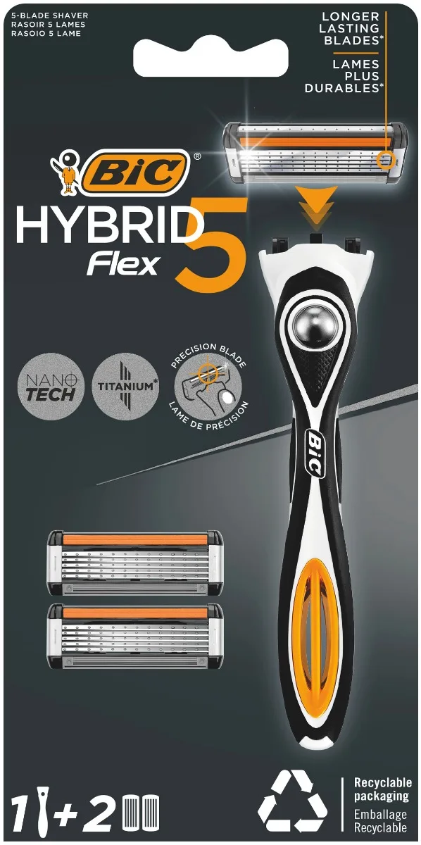 Pachet Aparat de ras Hybrid Flex 5 + Rezerve 2 bucati, BIC — preț și oferte