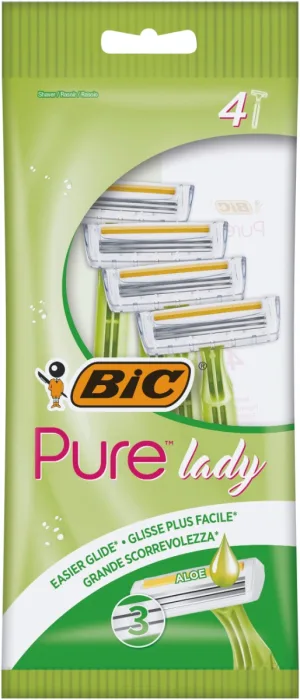 Pachet Aparat de ras Pure3 Lady Verde, 4 bucati, BIC