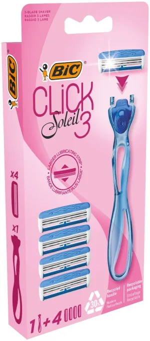 Pachet Aparat de ras Soleil 3 Click + Rezerve 4 bucati, BIC