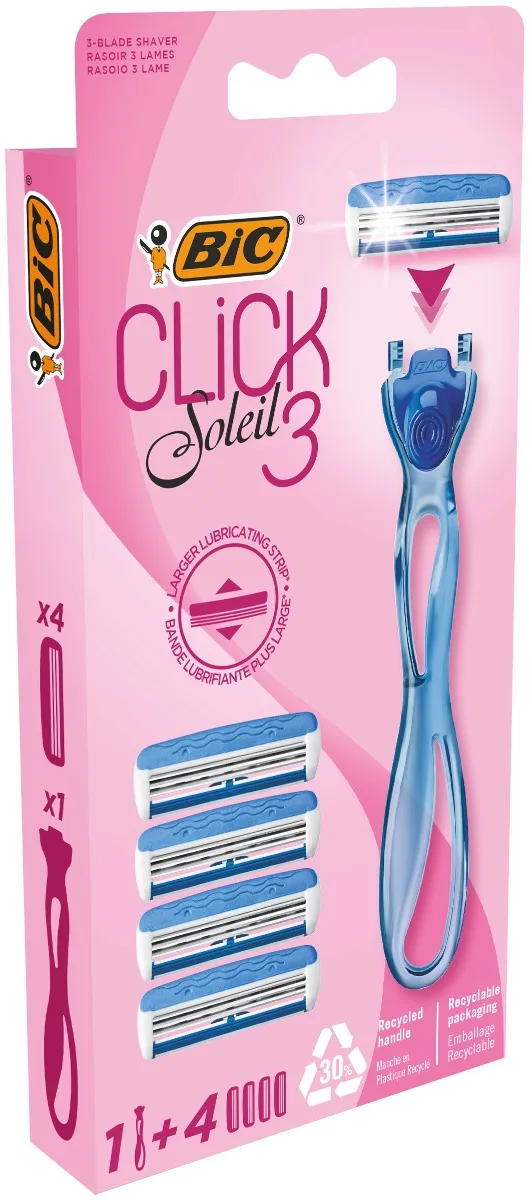Pachet Aparat de ras Soleil 3 Click + Rezerve 4 bucati, BIC — preț și oferte