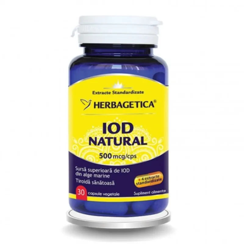 Iod natural, 500mcg, 30 capsule, Herbagetica — preț și oferte
