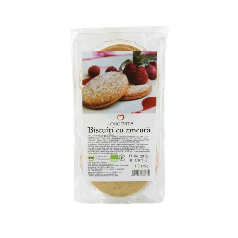Biscuiti Bio cu zmeura, 175g, Longevita — preț și oferte