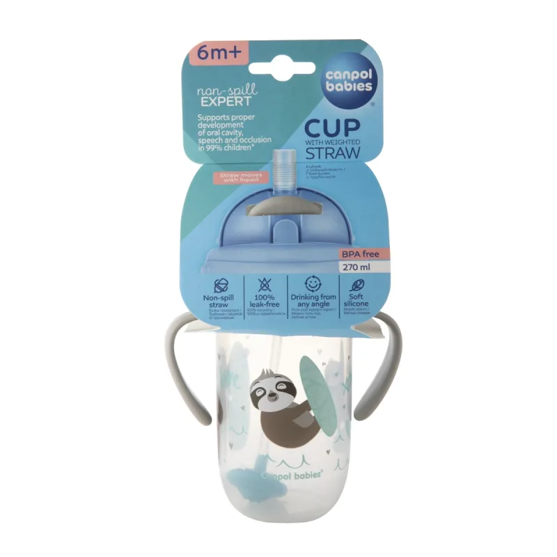 Cana anti-vasare cu pai Model Exotic 56/606_GREY, 270ml, Canpol babies — preț și oferte