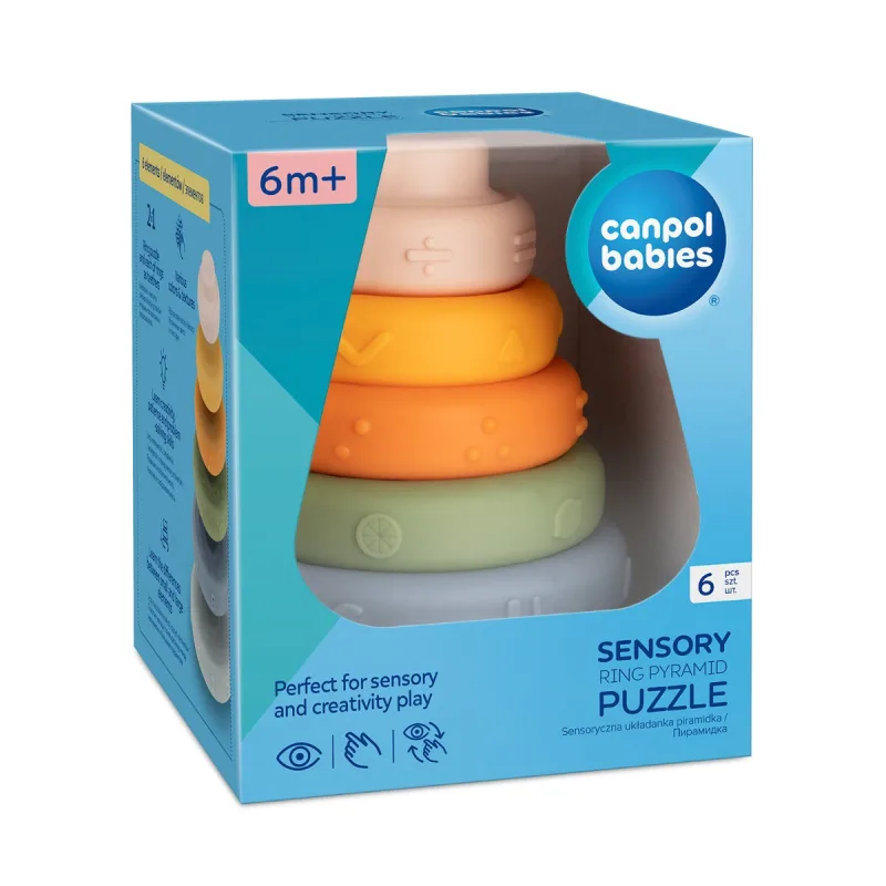 Jucarie senzoriala pentru bebelusi puzzle piramida cu inele 79/103, 1 bucata, Canpol babies — preț și oferte