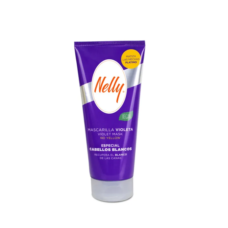 Masca pentru par alb/gri sau decolorat cu efect de matuire si neutralizare a tonurilor galbene sau calde, 150ml, Nelly — preț și oferte