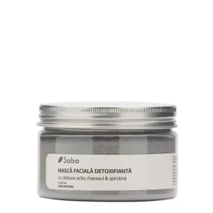 Masca faciala detoxifianta carbune activ rhassoul si spirulina, 250ml, Sabio