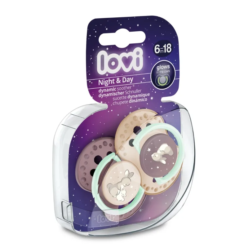 Set suzete din silicon pentru 6 - 18 luni Dynamic Night & Day 22/915GIRL, 2 bucati, LOVI — preț și oferte