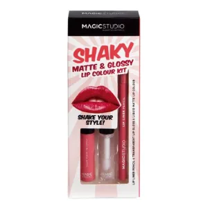 Set pentru buze Ruj + Luciu + Creion Shaky Matte & Glossy, 1 bucata, Magic Studio
