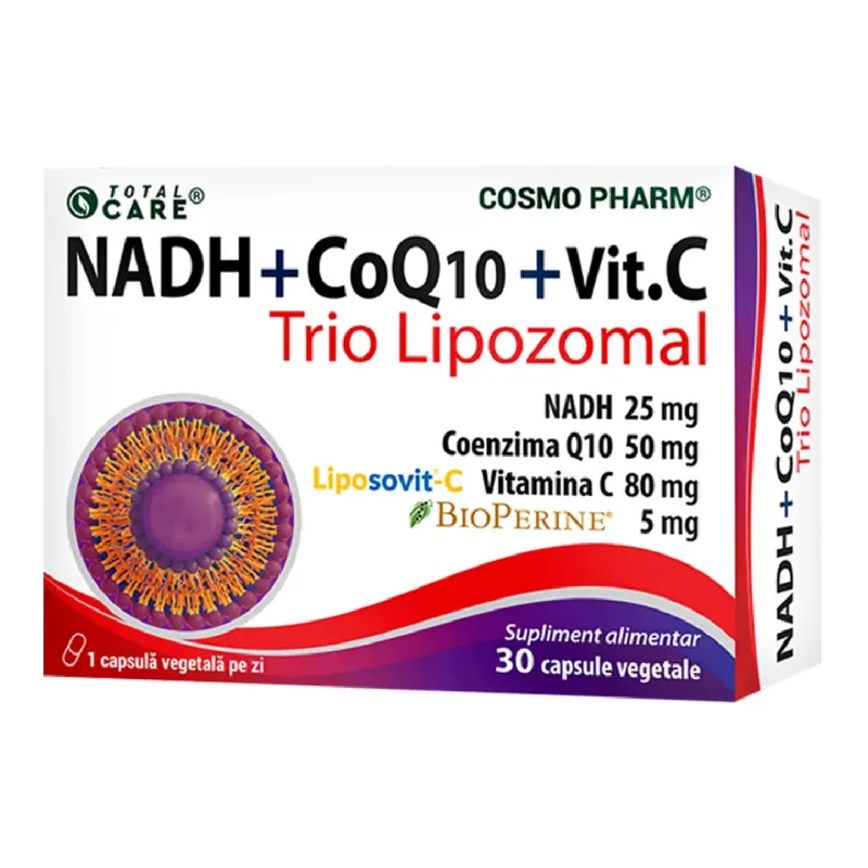 NADH + CoQ10 + Vitamina C Trio Lipozomal, 30 capsule vegetale, Cosmo Pharm — preț și oferte