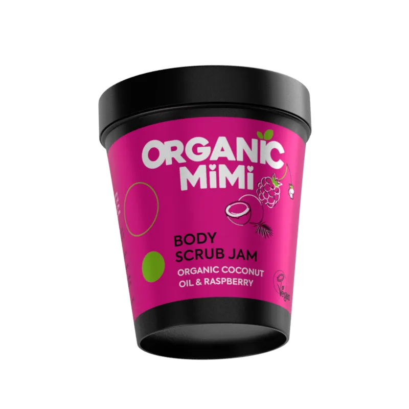 Scrub de corp tip gem cu aroma de cocos si zmeura, 250g, Organic Mimi — preț și oferte
