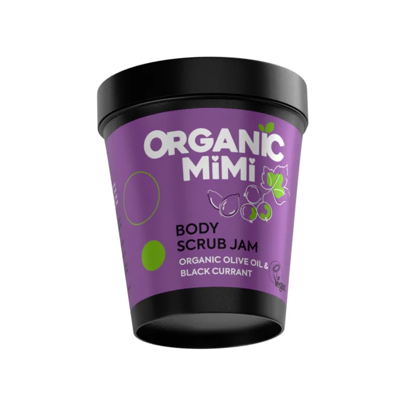 Scrub de corp tip gem cu aroma de masline si coacaze negre, 250g, Organic Mimi — preț și oferte