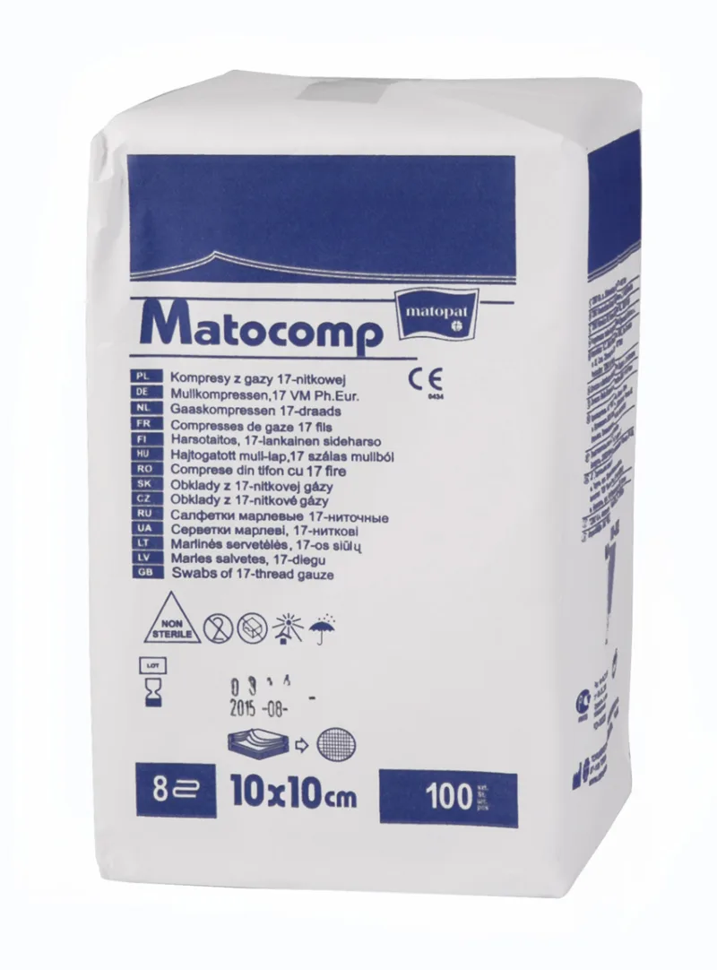 Comprese nesterile tifon 8 straturi 17 fire 10x10cm, 100 bucati, Matopat — preț și oferte