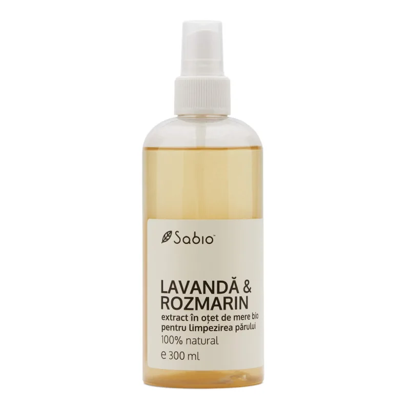 Extract pentru clatirea parului cu lavanda si rozmarin in otet de mere Bio, 300ml, Sabio — preț și oferte