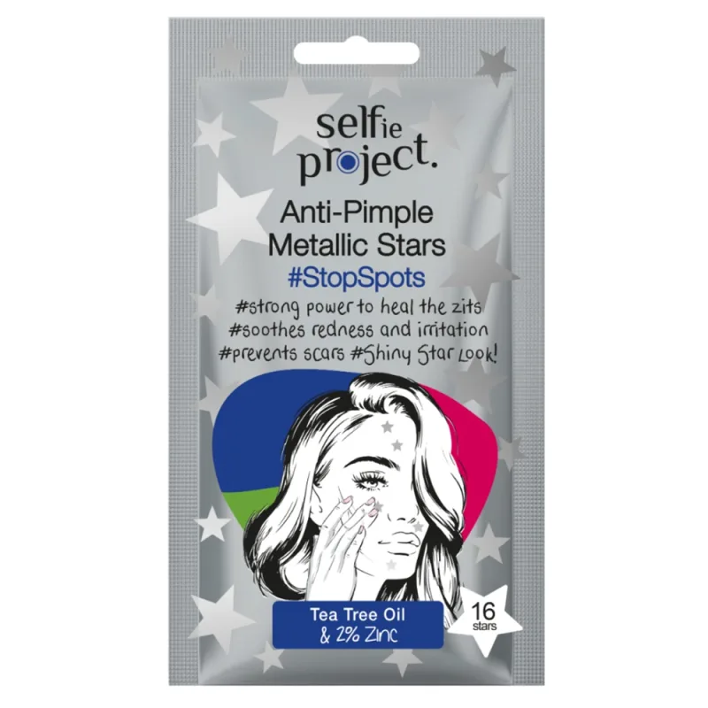 Plasturi impotriva cosurilor Anti-Pimple Metallic Stars Tea Tree Oil, 16 bucati, Selfie Project — preț și oferte