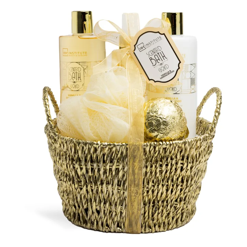 Set de baie in cos Scented Gold, 5 piese, IDC Institute — preț și oferte
