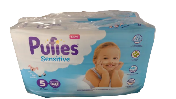 Scutece Sensitive Junior Marimea 5 pentru 11-15kg, 48 bucati, Pufies — preț și oferte