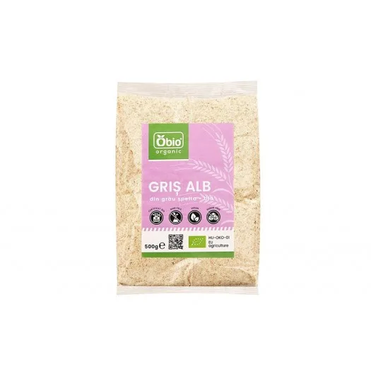 Gris alb din grau spelta bio, 500g, Obio — preț și oferte