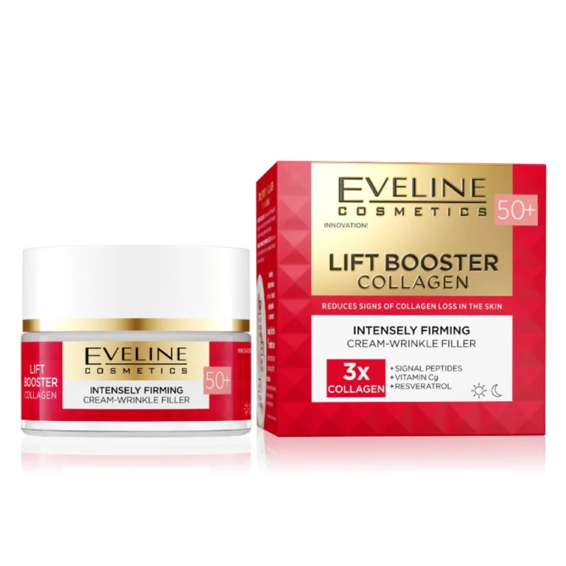 Crema de fata anti-rid 50+ pentru fermitate Lift Booster Collagen, 50ml, Eveline — preț și oferte