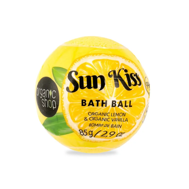 Bomba de baie Organic Lemon & Organic Vanilla Sun Kiss, 85g, Organic Shop — preț și oferte