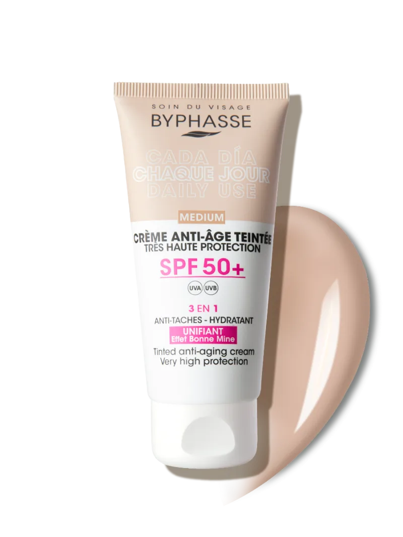 Crema antirid cu protectie solara SPF50+ Tinted Medium, 50ml, Byphasse — preț și oferte