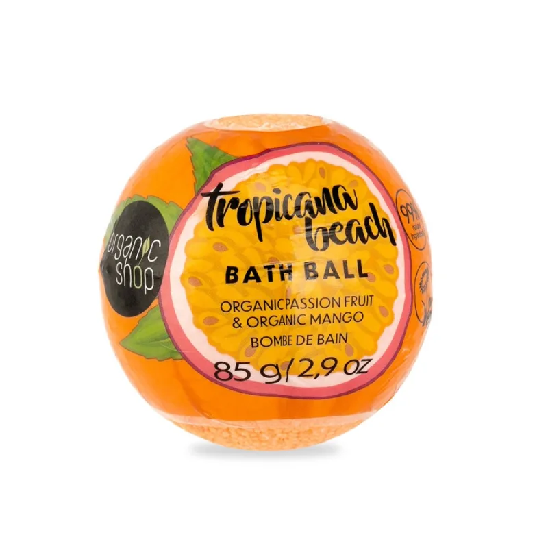 Bomba de baie Organic Passion Fruit & Organic Mango Tropicana Beach, 85g, Organic Shop — preț și oferte