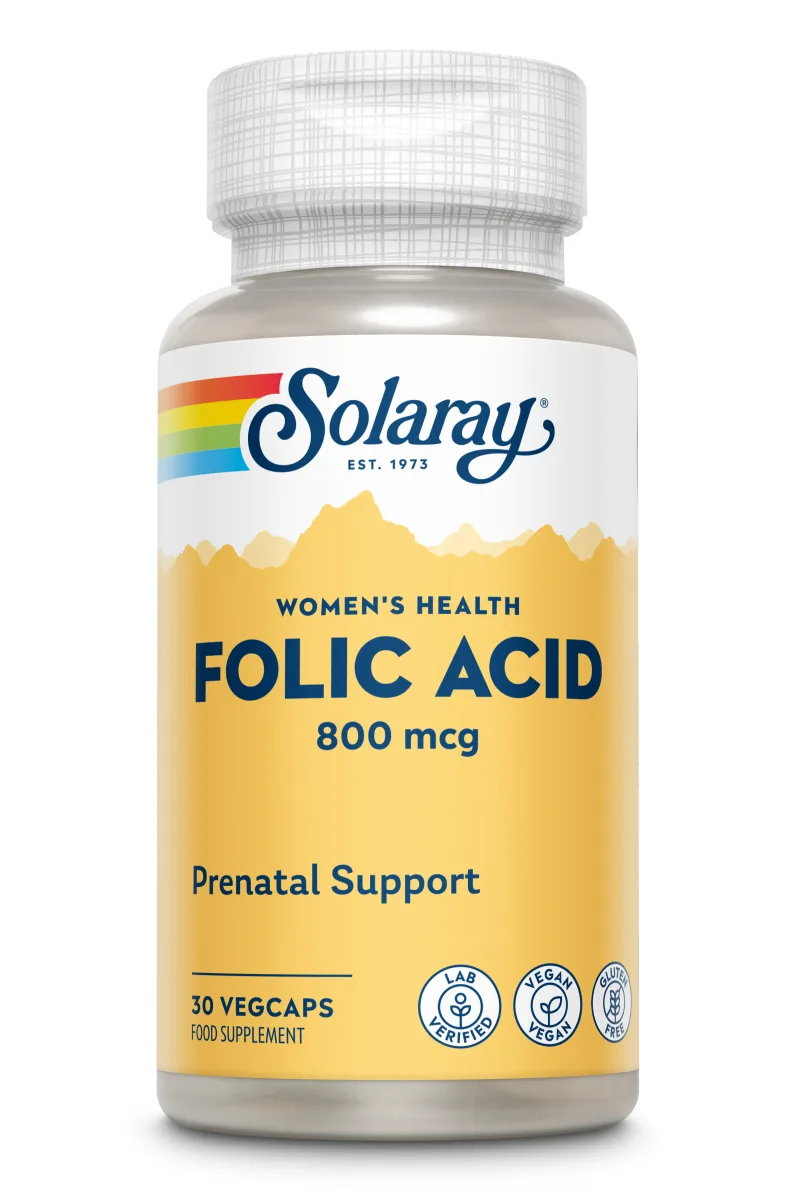 Acid Folic 800 mcg Solaray, 30 capsule vegetale, Secom — preț și oferte