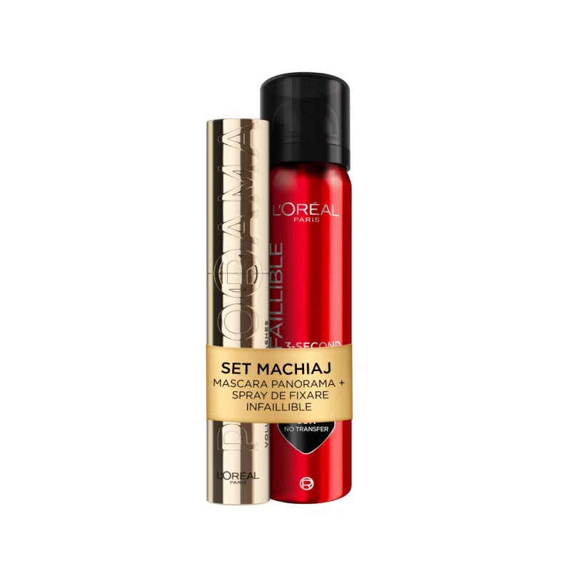 Set Spray de fixare rezistent la transfer Infaillible 3 Second Setting Mist 75ml + Mascara Panorama By Volume Million Lashes Black 9.9ml, L'Oreal Paris — preț și oferte