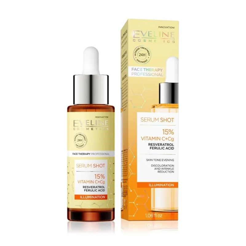Ser pentru fata iluminator cu 15% vitamina c+cg, 30ml, Eveline Cosmetics — preț și oferte