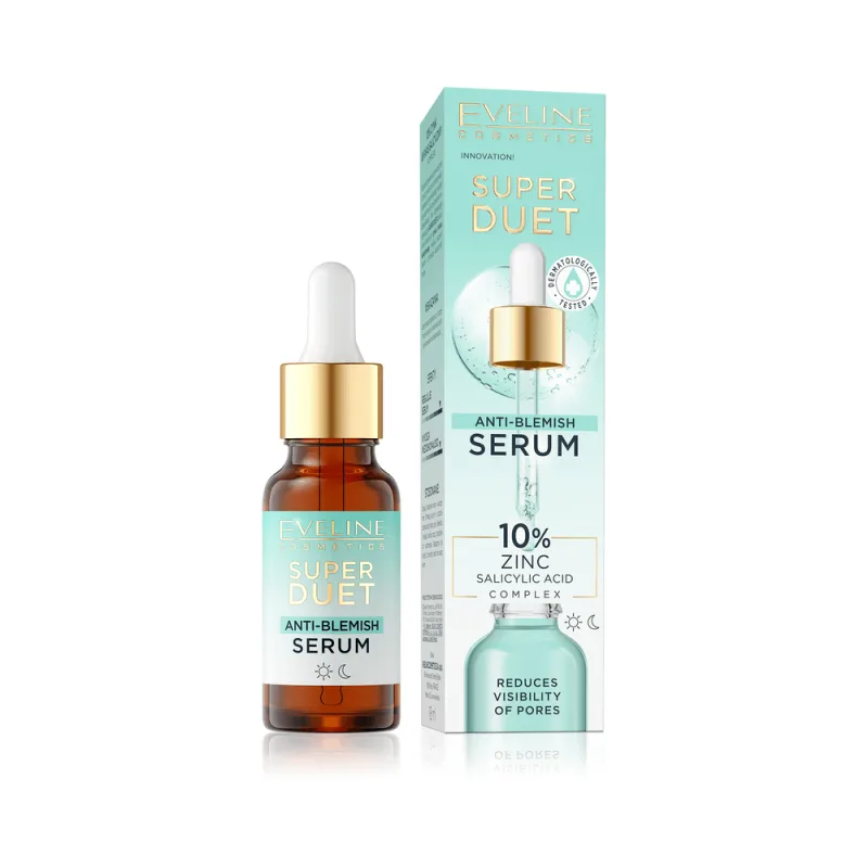 Ser pentru fata anti-imperfectiuni cu 10% zinc si acid salicilic Super Duet, 18ml, Eveline Cosmetics — preț și oferte