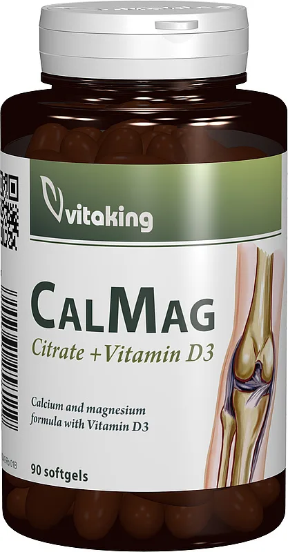 Citrat de calciu-magneziu cu vitamina D, 90 capsule gelatinoase, Vitaking — preț și oferte
