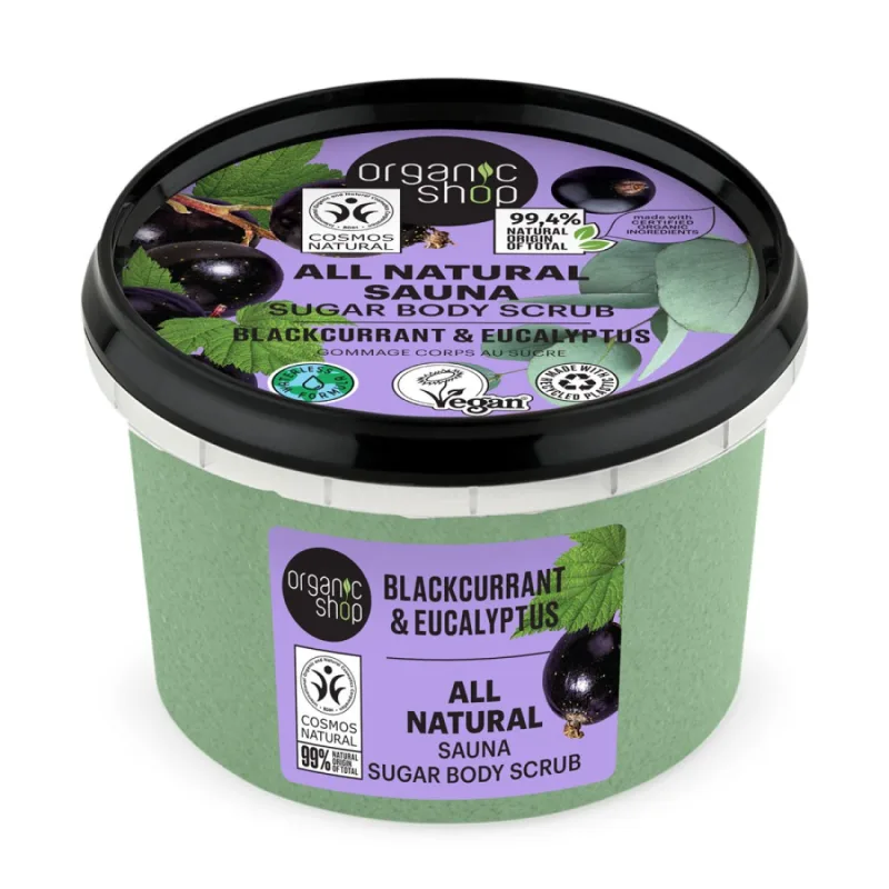 Scrub de corp Blackcurrant & Eucalyptus All natural sauna, 250ml, Organic Shop — preț și oferte