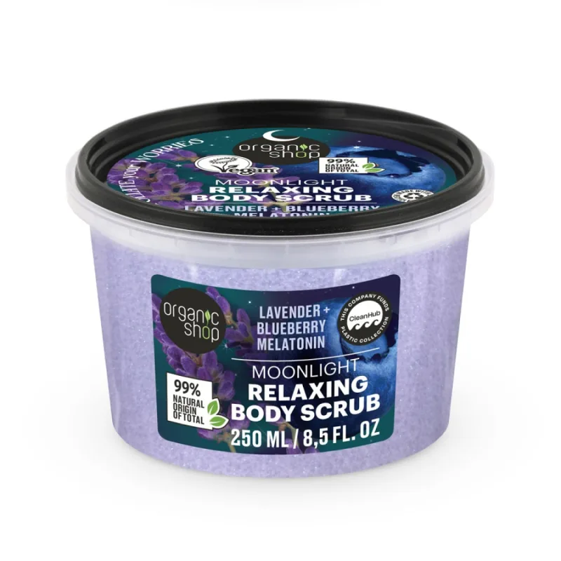 Scrub de corp cu lavanda afine si melatonina Moonlight, 250ml, Organic Shop — preț și oferte