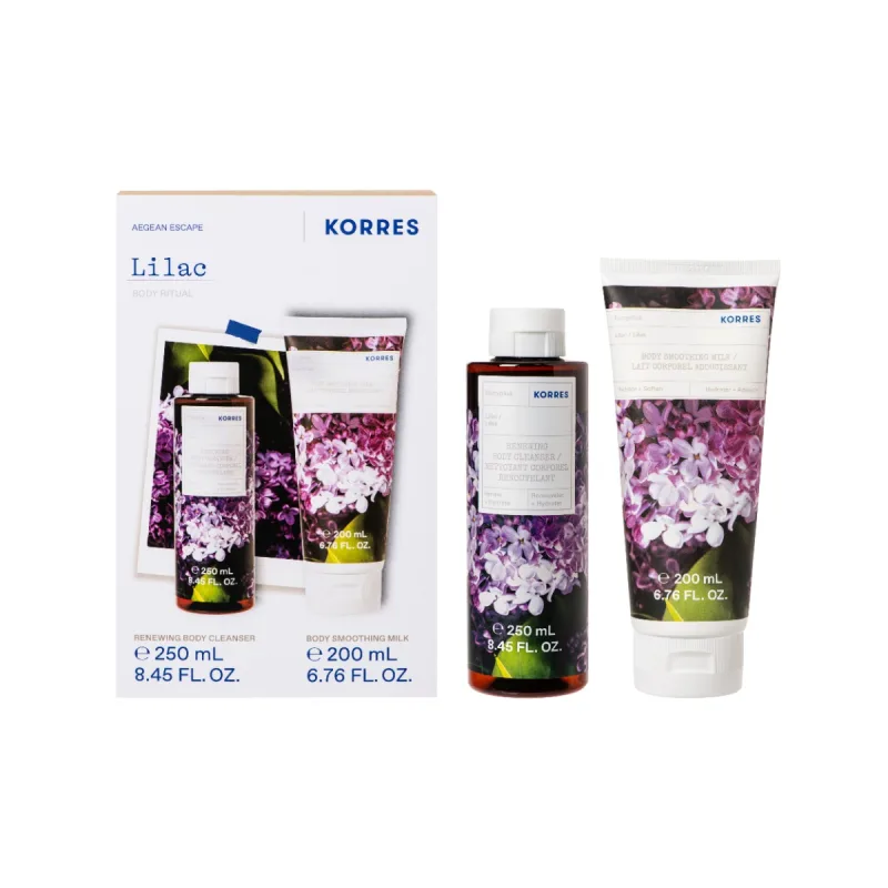 Pachet Liliac Gel de dus 250ml + Lapte de corp 200ml, Korres — preț și oferte