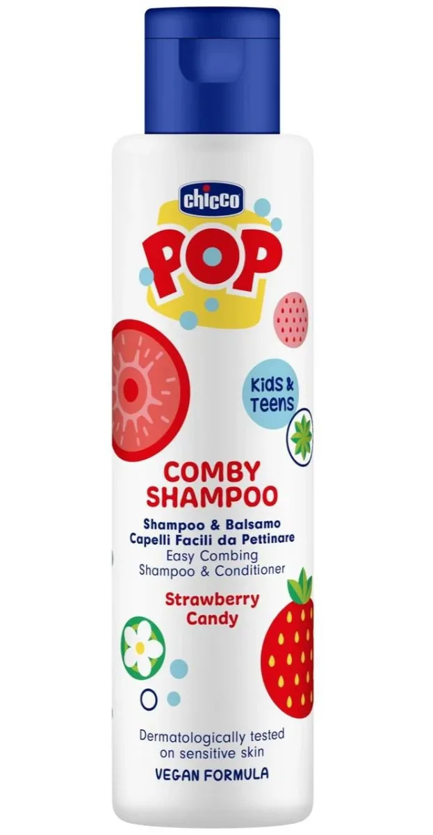 Sampon si balsam de par cu aroma de bomboane cu capsuni POP, 250ml, Chicco — preț și oferte