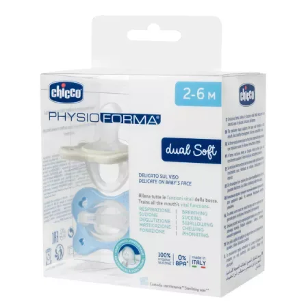 Suzete anatomice PhysioForma Dual Soft Bleu 2-6 luni, 2 bucati, Chicco — preț și oferte