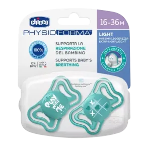 Suzete din silicon pentru copii 16-36 luni PhysioForma Light Glow Bleu, 2 bucati, Chicco
