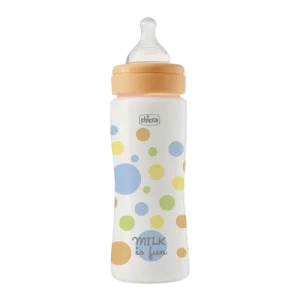 Biberon cu tetina din silicon si flux rapid Perfect Easy pentru baieti  4 luni+, 330ml, Chicco
