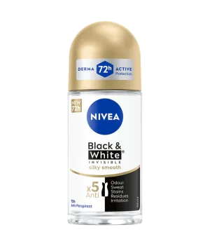 Deodorant roll-on pentru femei Black & White Silky Smooth, 50ml, Nivea